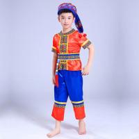 少数民族服装儿童男女舞蹈服云南苗族演出服竹竿舞瑶壮族彝族服饰 1号男款短袖+送头饰 110