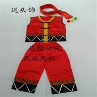 新款六一少儿童苗族傣族舞蹈土家族少数民族男童葫芦丝表演出服装 红色 100cm