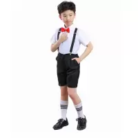 儿童合唱演出服中小学生六一大合唱演出服装男女童表演主持礼服 白衬衣短袖短裤男款 110