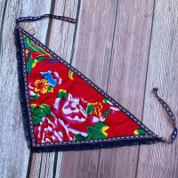 东北大花成人肚兜民族风秧歌二人转年会兜兜男女喜庆搞笑演出服 凤凰牡丹红色头巾 女士款