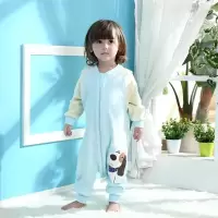 婴儿睡袋秋冬加厚睡袋1-2-3-4岁宝宝分腿睡袋儿童防踢被连体睡衣 小狗春秋【蓝色】 80码数【适合0-1.5岁宝宝】