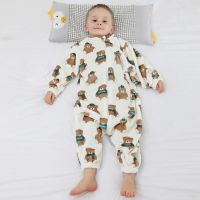 睡袋儿童婴儿睡衣男女宝宝连体衣春秋冬季加厚睡觉防踢被四季通用 法莱绒维尼熊 S码适合0-1岁身高73CM以下