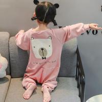 婴儿睡袋儿童秋冬加厚款连体睡衣男女童睡袋男女宝宝分腿防踢被 粉色-小熊 73码适合身高65-75