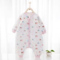 婴儿睡袋分腿秋冬保暖夹棉儿童春秋四季通用春秋防惊跳宝宝防踢被 粉色HY20210S 73cm