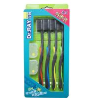 泰国雷治牙刷Dr.RAY畅快超细软毛牙刷竹炭刷毛4支特惠装D11 D11 四色搭配