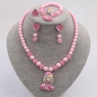 女童公主可爱儿童项链手链套装KT猫戒指耳环耳夹儿童玩具艾莎饰品 粉色公主
