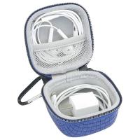 充电器收纳包盒随身 耳机收纳盒耳机包 充电线数据线收纳硬壳 蓝色 78mm x 78mm x 60mm