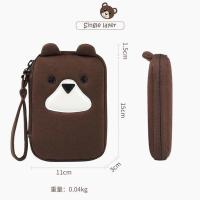 希捷移动硬盘包适西部数据WD2.5寸卡通便携旅行硬盘收纳保护壳套 小熊纪念硬盘包 收纳两个2.5寸移动硬盘