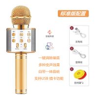 手机全民K歌麦克风无线蓝牙家用唱歌神器KTV儿童话筒音响一体通用 金色 [标准版][送音频线+充电线+喷套]