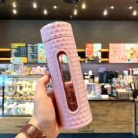 杯子玻璃透明喝水杯泡茶杯防摔高颜值茶杯茶水分离双层玻璃杯简约 400毫升]送茶隔-粉色单杯