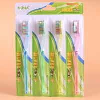 [买5支送1支]硬毛牙刷大刷头 男士专用 去烟渍茶渍 牙刷 扁柄彩色大刷头硬毛 4支