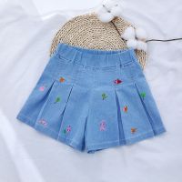 女童全棉牛仔短裤儿童中大童2021短裙裤夏季休闲时髦短裙裤外穿潮 6006[动物刺绣款] 浅色 110 建议身高90-1