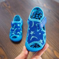 2021新款夏季儿童沙滩鞋女童包头软底凉鞋男宝宝防滑透气网机能鞋 宝蓝色 星星月亮「飞织」 21 内长13.5cm