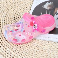 夏季儿童果冻软底凉拖鞋女童洞洞鞋包头两穿公主鞋男中大童沙滩鞋 玫红色 24[内长约15.5厘米]