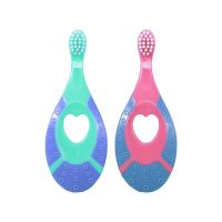 可爱儿童细柔软毛护齿牙刷1-3岁宝宝乳牙训练刷耐咬款婴幼儿适用 卡洛红+泊然绿【2支装】