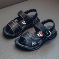 儿童真皮凉鞋男童中大童新款童鞋帅气防滑软底夏季鞋子男孩沙滩鞋 9329黑色 26 码内长16.4/适合脚长15.8