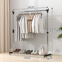 不锈钢晾衣架落地折叠室内家用阳台室外卧室凉伸缩式杆晒被子神器 [不锈钢]60长固定款