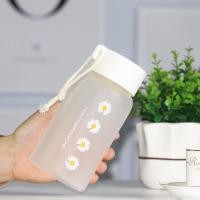 磨砂高硼硅玻璃杯女学生韩版可爱高颜值水杯男女便携手提家用杯子 500ML平盖磨砂雏菊四朵 单杯