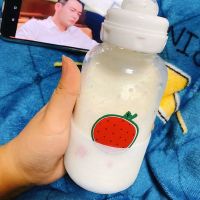 2021水杯女吸管可爱奶瓶杯子送女朋友的奶嘴杯清新有盖奶嘴杯耐热 奶嘴玻璃杯[西瓜]