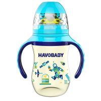 3-6个月奶瓶奶瓶防摔ppsu奶嘴女朋友奶瓶哈佛奶瓶宝宝奶瓶仿母乳 天蓝色 210ml双色奶嘴款