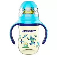 3-6个月奶瓶奶瓶防摔ppsu奶嘴女朋友奶瓶哈佛奶瓶宝宝奶瓶仿母乳 天蓝色 210ml双色奶嘴款