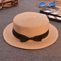 帽子女夏天出游沙滩帽海边遮阳防晒太阳草帽平顶英伦小清新M礼帽 平顶小礼帽 成人可调节(55-58cm)
