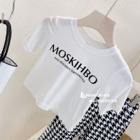 女宝宝裤子2021夏装新款儿童洋气千鸟格喇叭裤小女孩童装休闲长裤 白色T恤 100码[身高90-100cm]