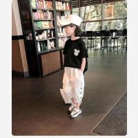 女童薄款工装裤2021夏装新款中大童时尚哈伦休闲裤儿童宽松九分裤 白色 110[建议身高95-105cm]