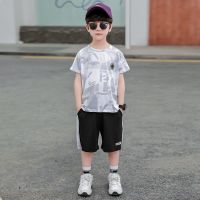 男童夏装2021套装帅气新款儿童速干短袖两件套夏季男孩薄款长裤潮 白色21092款 110 适合身高110左右