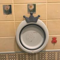 聂家大公主/折叠脸盆学生宿舍家用洗头盆便携式旅行婴儿盆小号款 折叠脸盆 皇冠猪白蓝