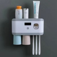 消毒牙刷置物架自动牙刷消毒器牙刷架套装多功能挤牙膏神器免打孔 两杯[带挤牙膏器]牙刷架(消毒款)
