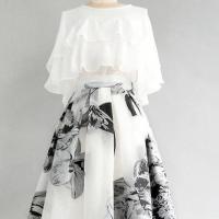 两件套大码女装200斤胖妹妹夏季套装女宽松衬衫黑上衣显瘦半身裙 白色上衣[单件] M 建议[80-100斤]