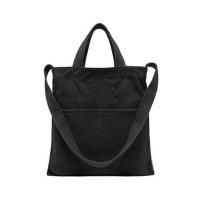 加厚新空白棉DIY手绘帆布包环保购物袋手提斜跨糖果色托特包 黑色带吸扣面料偏厚