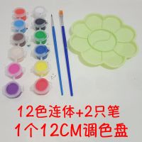 DIY彩绘材料丙烯颜料数字画笔手绘T恤风筝石头画扇子幼儿涂鸦颜料 1条12色+2支笔+调色盘