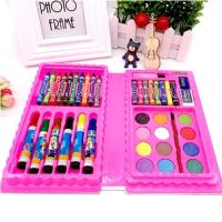 多功能儿童水彩笔绘画套装礼盒彩笔铅笔画画工具文具用品 42色女孩款彩笔 默认