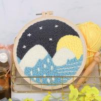 新款简单手工俄罗斯戳戳绣diy材料包刺绣戳戳乐戳戳秀毛线画礼物 天空之城01+简易戳笔+笑脸挂钩