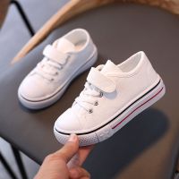 【极货】儿童鞋帆布鞋女童鞋春季新款小白鞋男童鞋子学生板鞋 白色【210帆布鞋】 22码内长14cm