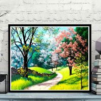 数字油画DIY油彩填色画简约现代山水手工画客厅装饰挂画 田园风景 F170乡间小路 40*50画布(无框)