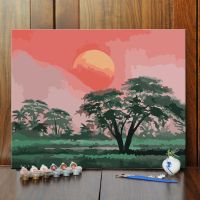 DIY/数字油彩画月光风景手绘填色油画客厅卧室书房餐厅装饰画挂画 YT-359月光风景 40*50