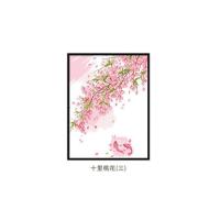 十字绣客厅小幅2020新款线绣家用手工刺绣清新自然风三联桃花小件 棉线[单件十里桃花3]50*63厘米