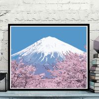 diy数字油画 风景客厅餐厅情侣巴黎大幅手绘装饰画 午夜巴士夜景 富士山B 40*50画布(无内框)