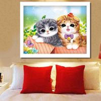 招财猫钻石画小学生点钻十字绣满钻卧室贴画儿童钻石绣卡通可爱猫 圆钻30*40cm满钻送点钻神器