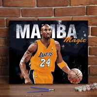 diy数字油画客厅人物填色手绘大幅装饰画明星篮球科比足球C罗梅西 科比 40*50无框【画布+画笔颜料】