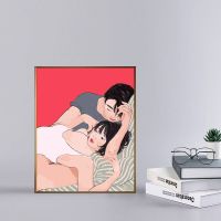 暮屿DIY数字油画填色手工画客厅情侣卡通动漫手绘油彩画装饰画 情侣1 40*50油布颜料画笔(无框)