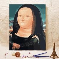 新品diy数字油画客厅风景大幅名画达芬奇蒙娜丽莎手绘填色装饰画 GX2373Q版蒙娜丽莎 30*40绷好1.6cm厚内框
