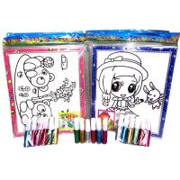 儿童DIY手工制作金粉画水彩胶水画卡通动物男孩女孩填色涂鸦绘画 随机2幅不重复