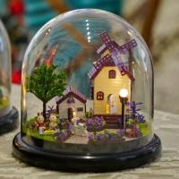 diy玻璃球小屋手工拼装模型玩具创意音乐盒环游玻璃罩生日礼物 普罗旺斯