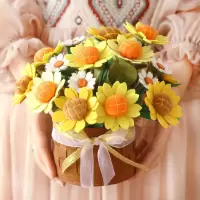 不织布手工diy仿真花向日葵制作免裁剪材料包教师节礼物打发时间 盆花-向日葵[送视频教程] 无灯带