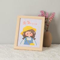 卡通十字绣女孩公主2021新款学生刺绣儿童卧室手工新手简单绣小件 黄帽25*20厘米 不含框架