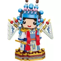 方橙积木颗粒摇头公仔之国粹京剧人物角色 武生FC8105